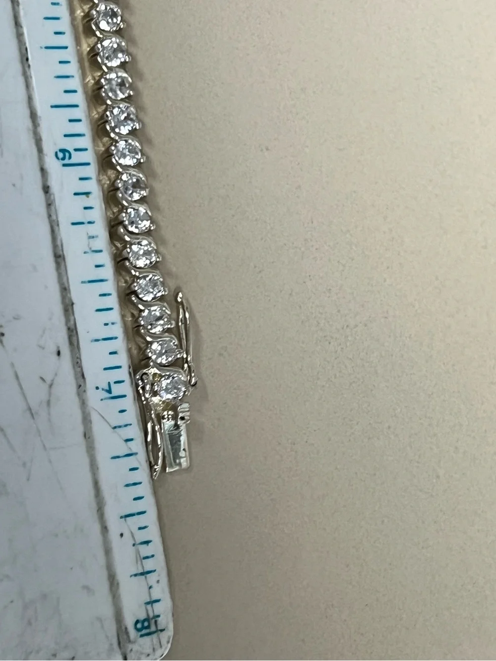 925 Sterling Silver White Stone Tennis Bracelet - Silver Tone